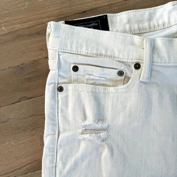 Abercrombie Skinny White Distressed Jeans Felix Stretch 32x34 - Picture 3 of 11
